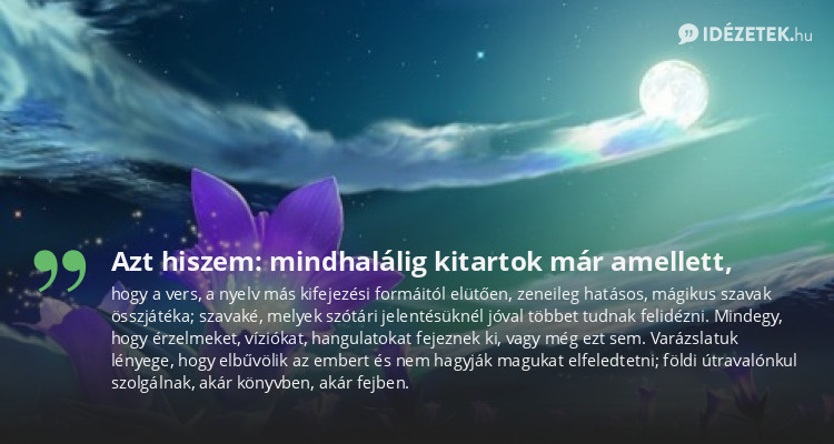 Azt hiszem: mindhalálig kitartok már amellett,