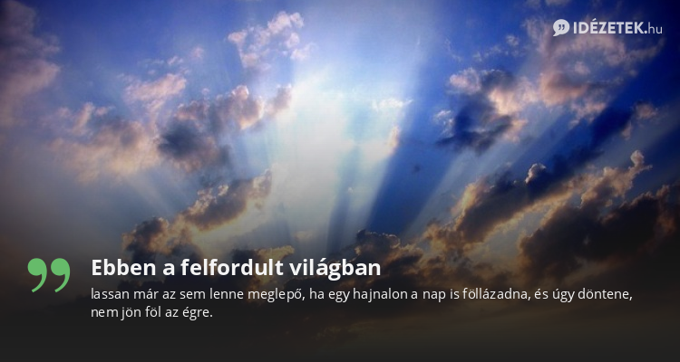 Ebben a felfordult világban