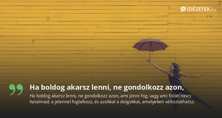 Ha boldog akarsz lenni, ne gondolkozz azon,