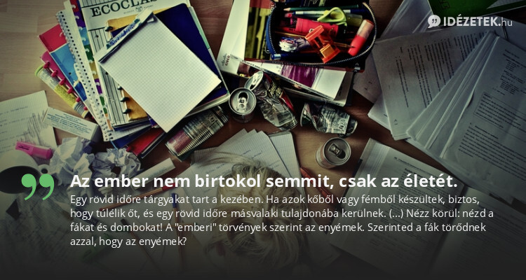 Az ember nem birtokol semmit, csak az életét.